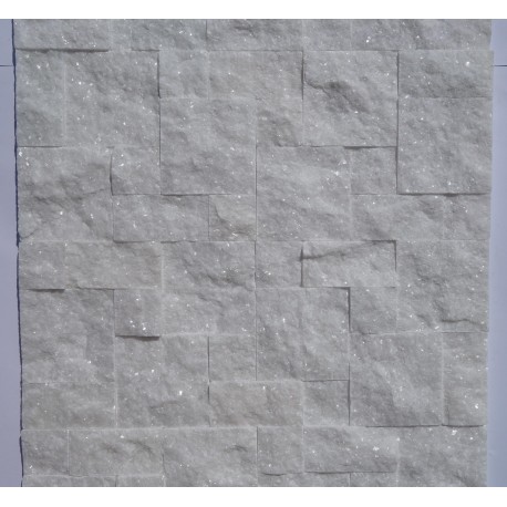 Panel dekoracyjny kwarcytowy śnieżnobiały błyszczący - Panel kamienny 50x20 cm